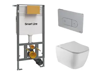 NOKEN PACK LOUNGE Комплект: инсталяция, клавиша, сиденье, унитаз подвесной, хром/белый мат