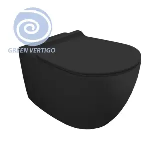 Simas Vignoni Унитаз подвесной 36,5х56 см, безободковый, без крышки-сидения. цвет: черный матовый VI18VERT nero matt