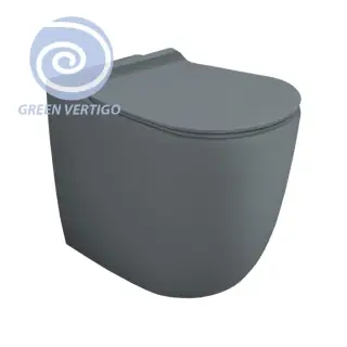 Simas Vignoni Унитаз приставной 36,5х56 см, безободковый, без крышки-сидения. цвет: cemento matt VI01VERT cemento matt