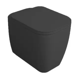 Simas Henges Унитаз приставной 38х55 см, безободковый, без крышки-сидения. цвет: черный глянцевый HE01 nero