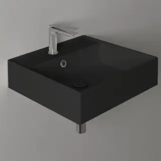 Simas Agile Раковина подвесная 51х46 см, с переливом, 1 отверстие под смеситель, цвет: nero matt AG51 nero matt*1