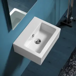 Simas Frozen Раковина подвесная 43х33,5 см, с переливом, без отвер. под смесит., цвет: белый глянц. FZ14bi*0