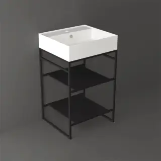 Simas Agile Консоль под раковину AG51 напольная 51х46х72h см, прямоугольная, цвет: черный матовый AGSA51