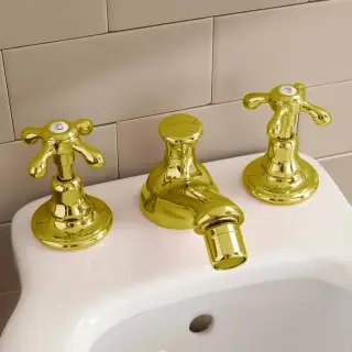 Sbordoni Firenze Смеситель для биде на 3 отв. с донным клапаном, цвет: глянцевая латунь FI146OOL