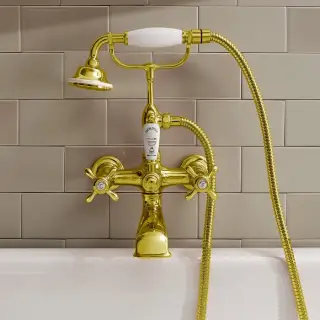 Sbordoni Firenze Смеситель для ванны настенный с ручным душем и шлангом, цвет: глянц. латунь FI116OL