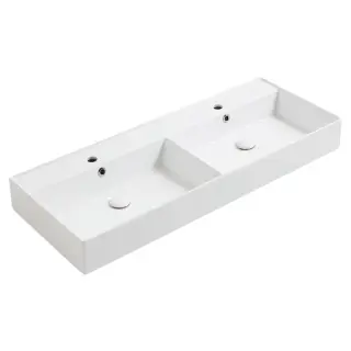 Simas Agile Раковина подвесная с 2мя чашами 121х46 см, без перелива, цвет: белый глянцевый AG121D bi*0