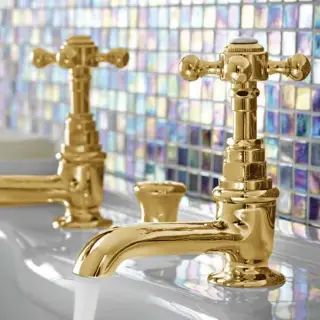 Sbordoni Parigi Пара одиночных кранов для раковины с донным клапаном, цвет глянцевая латунь PA117DOL