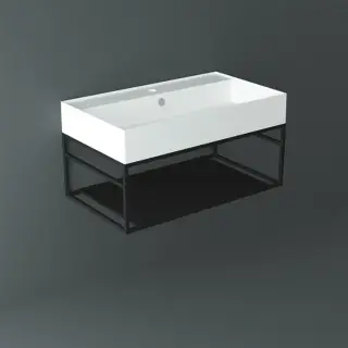 Simas Agile Консоль под раковину AG81 подвесная 81х46х28h см, прямоугольная, цвет: черный матовый AGSS81