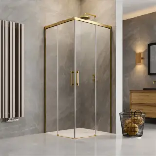 Radaway Idea Gold Душевая дверь, левая, прозрачная 6 мм, Easy Clean 100х200,5h см, цвет: gold 387062-09-01L