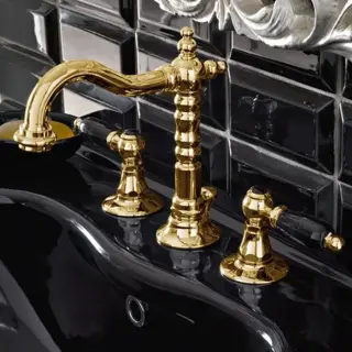 Sbordoni Livia Смеситель для раковины на 3 отв., h11 см, черные ручки, цвет глянц. латунь LI142clNOL