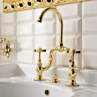 Sbordoni Antica Смеситель для раковины на 3 отв., h32,5 см, цвет глянцевая латунь AN137bOL