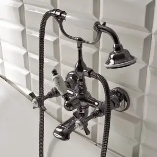 Sbordoni Antica Смеситель для ванны настенный с ручным душем, цвет черный никель AN116NN