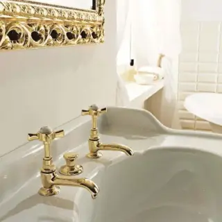 Sbordoni Antica Пара одиночных кранов для раковины с донным клапаном, цвет: глянц. латунь AN117DOL