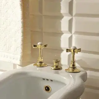 Sbordoni Antica Смеситель для биде на 3 отв. с донным клапаном, цвет: глянцевая латунь AN151OL