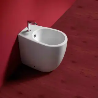 Simas Vignoni Биде напольное 36,5х56 см c 1 отверстием под смеситель и переливом, цвет: белый глянц. VI24bi*1