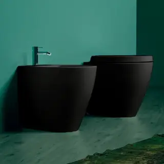 Simas Lft Spazio Биде напольное 35х53 см c 1 отверстием под смеситель и переливом, цвет: nero LFT21 nero*1