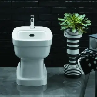 Simas Evolution Биде напольное 37х54 см c 1 отверстием под смеситель и переливом, цвет: белый глянц. EVO04bi*1