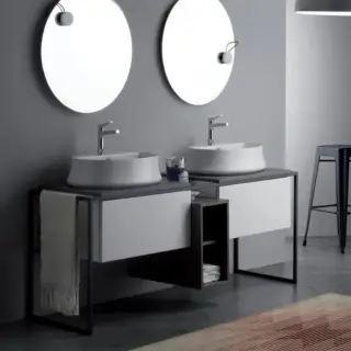 Simas Frame Металлическая структура 181х57х72h см, 2 ящика, сифон, цвет: серый матовый FM2 серый ясень