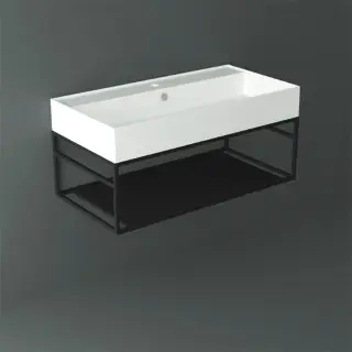 Simas Agile Консоль под раковину AG91 подвесная 91х46х28h см, прямоугольная, цвет: черный матовый AGSS91