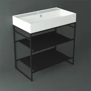 Simas Agile Консоль под раковину AG8 напольная, 81х46х72h см, прямоугольная, цвет: черный матовый AGSA81