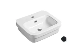 Simas Evolution Раковина подвесная 53х45 см, с переливом, 1 отверстие под смеситель, цвет: nero EVO15nero*1