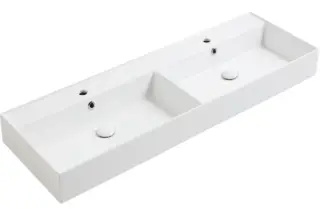 Simas Agile Раковина подвесная с 2мя чашами 141х46 см, с переливом, цвет: белый глянцевый. AG141D bi*2