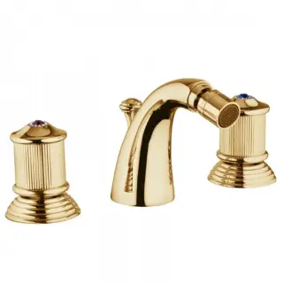 Bongio Impero Смеситель для биде на 3 отв., цвет золото/Blue and Red Swarovski 65503OR00