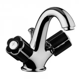 Bongio Fleur Noir Смеситель для раковины с донным клапаном, цвет хром/черный фарфор 12521CR00