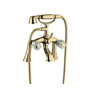 Bongio Fleur Blanc Смеситель на борт ванны, цвет золото/белый фарфор 11527OR00