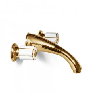 Bongio Fleur Blanc Смеситель встраиваемый для раковины, цвет: золото/белый фарфор 11538OREU