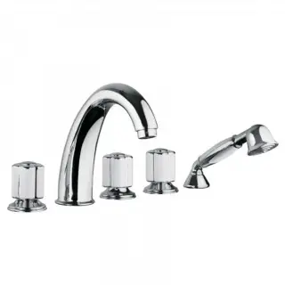 Bongio Fleur Blanc Смеситель на борт ванны, с ручным душем, цвет хром/белый фарфор 11531CR0D