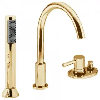 Bongio T Mix Смеситель на борт ванны, на 3 отв., с ручной лейкой, цвет: золото 32531OR0DPR