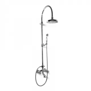 Bongio Impero Смеситель для ванны - с изливом, душевой стойкой, цвет хром/Blue and Red 65536CR0D