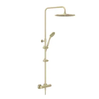 Gessi Minimalistic Shower Душевая стойка с верхним душем 30 см, цвет: brushed brass PVD 35177#727