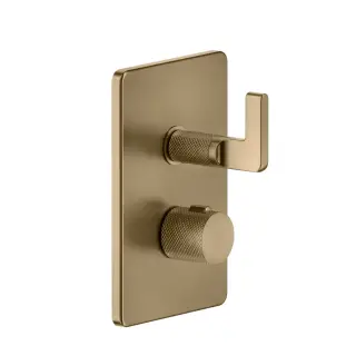 Gessi Inciso Внешние части для термостатического смесителя на 3 поз., цвет: warm bronze brushed PVD 58136#726