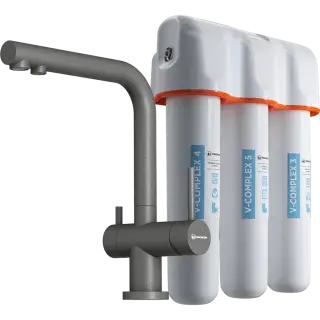 Omoikiri Смеситель для кухни с фильтром в комплекте, цвет: платина 4064.8028P