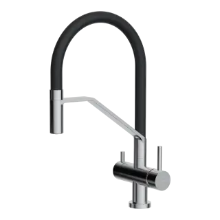 Omoikiri Akeno BN-BL Смес. для кухни с гибк. изливом и возм. подкл. фильтр, цвет: нержавеющая сталь 4994544