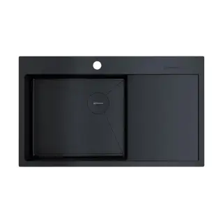 Omoikiri Akisame 86-L Side GB Кухонная мойка из нерж. стали, крыло справа, 86x20 см, цвет: графит 4997043