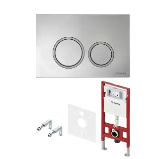 Tece Spring Инсталляция для унитаза 4 в 1 с кнопкой смыва, креплением и шумоиз., цвет: хром лянцевый S955101