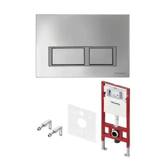 Tece Spring Инсталляция для унитаза 4 в 1 с кнопкой смыва, креплением и шумоиз., цвет: хром глянц. S955201