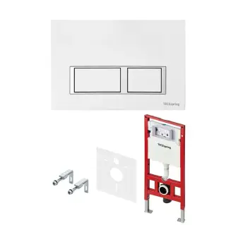 Tece Spring Инсталляция для унитаза 4 в 1 с кнопкой смыва, креплением и шумоиз., цвет: белый глянц. S955203