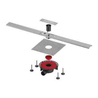 Tece Lineo Подрезной дренажный канал: сифон, стакан, гидроизол. и опоры, цвет: нерж. сталь брашир. 15301100