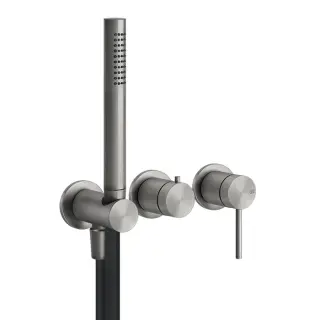Gessi 316 Bath-Shower Смеситель для душа встраиваемый, 2 потребителя, цвет: black metal brushed PVD 54039#707