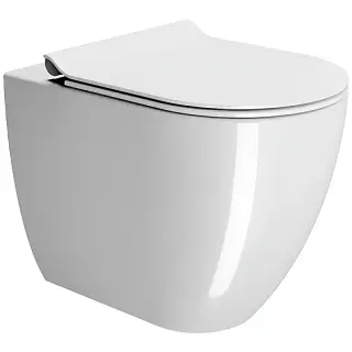 GSI Pura Унитаз приставной 55x36 см безободковый, смыв swirlflush, цвет: белый глянцевый 880311