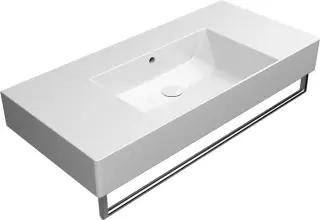 GSI Kube X Раковина подвесная/накладная 100x47 см, 1 отверстие, с переливом, цвет: белый глянцевый 9451111