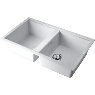 Omoikiri Kitagawa 86-2-WH Кухонная мойка Artceramic 86x51 см, цвет: белый 4993806