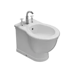 Globo Paestum Биде напольное 57x38см, с 3 отв. под смес., креплением и переливом, цвет: белый глянц. PA027BI