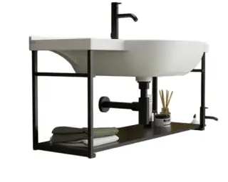 Globo Mode Консоль для раковины подвесная металлическая 96,7x31,5x42h см, цвет: черный матовый ME001SAR