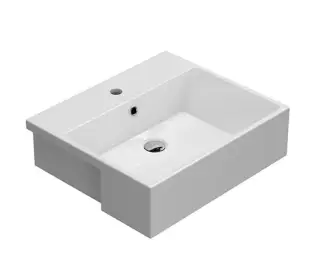 Globo Forty3 Раковина полувстраиваемая 55x47 см, с переливом, без д/к, цвет: белый глянцевый FO055BI