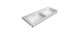 GSI Norm Раковина двойная подвесная 125x50 см, 1 отверстие, с переливом, цвет: белый глянцевый 8627111